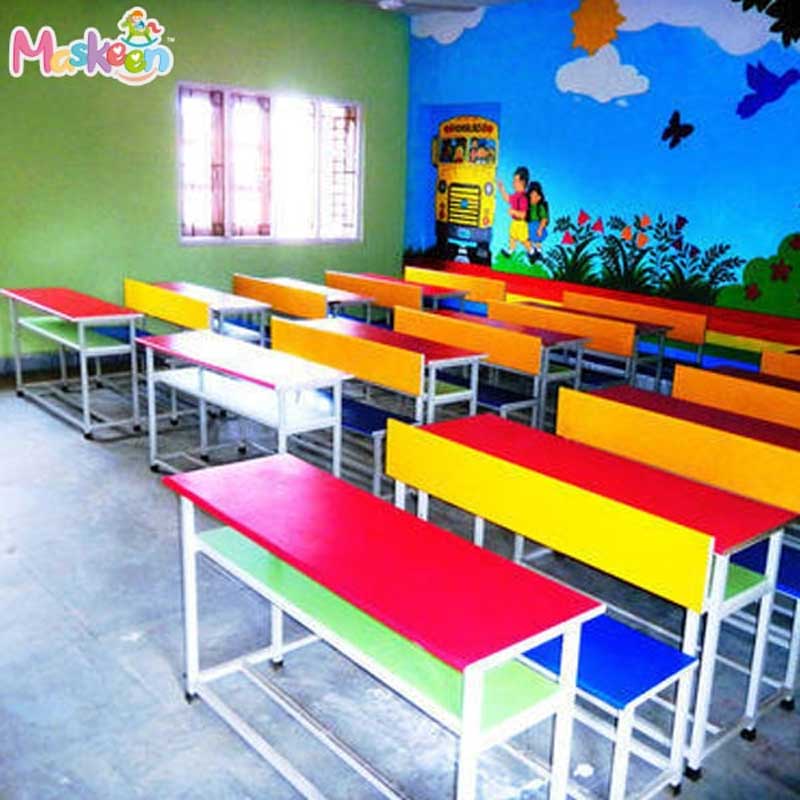 Wooden Multicolour Classrom Furniture Desk Manufacturers in Sudan
